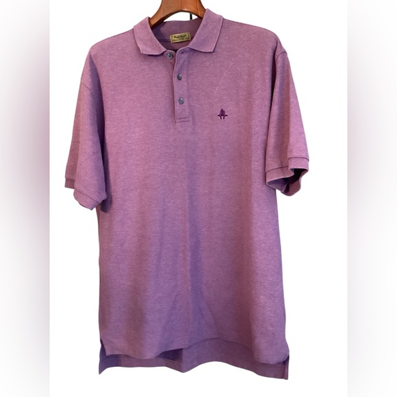 Paul Stuart Polo Dark Lilac Purple Shirt L XL Cotton FLAWS - Picture 2 of 7